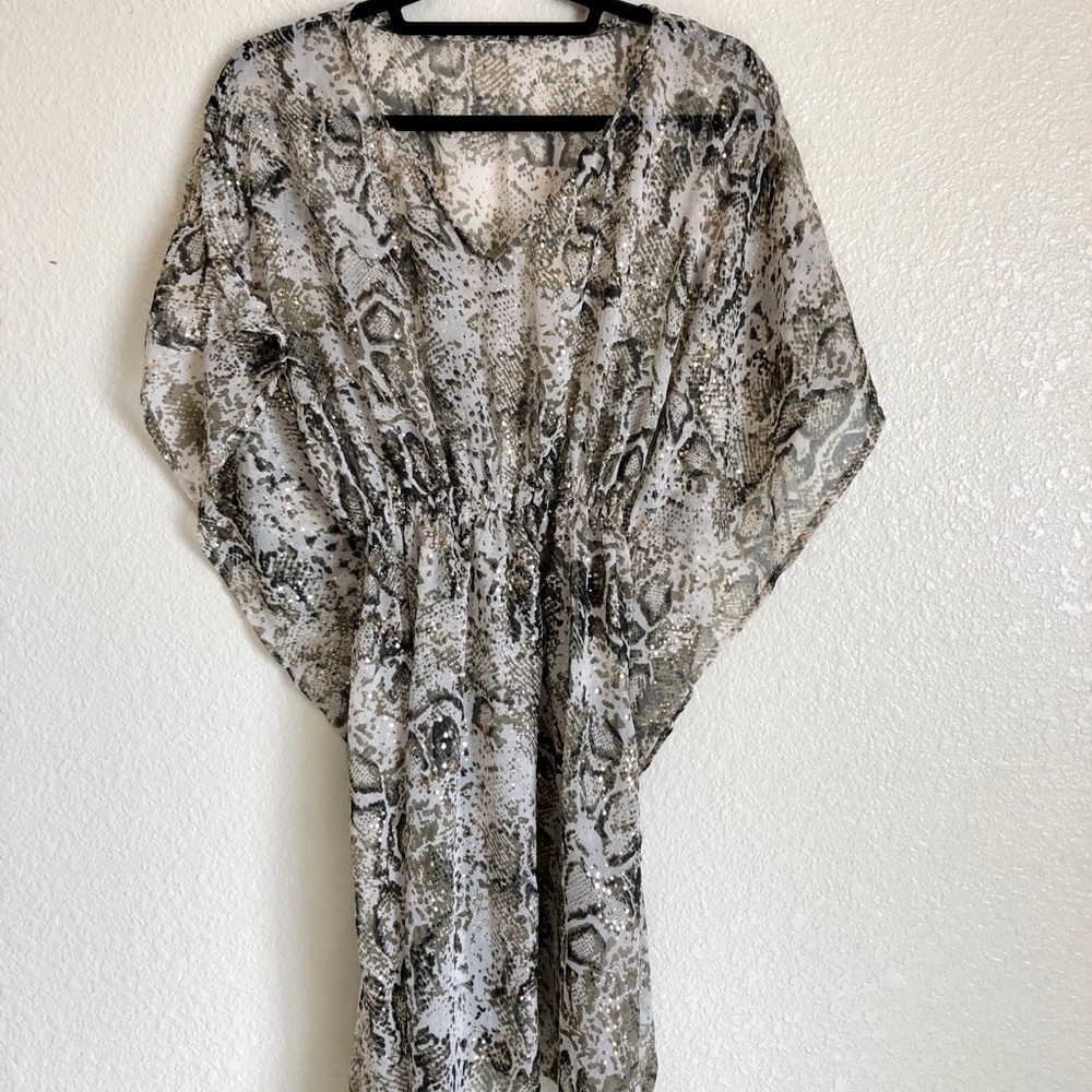 ✨ Sheer Animal Print Coverup Scrunched Waistline